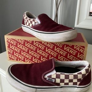 Vans Checkered Maroon Slip On with Ultracush